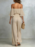 Women's Pleated Off-The-Shoulder Wide-Leg Jumpsuit
