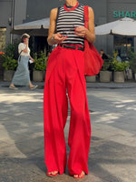 Minimalist Elegant Pleated Wide-leg Trousers Pant