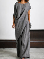 Effortless Elegance Cotton Linen Set – Relaxed Draped Top & Flowing Wide-leg Pants