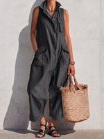 Casual Sleeveless Cotton-linen Jumpsuit