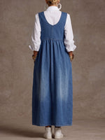 Women's U-neck Sleeveless Casual Loose Denim Dress