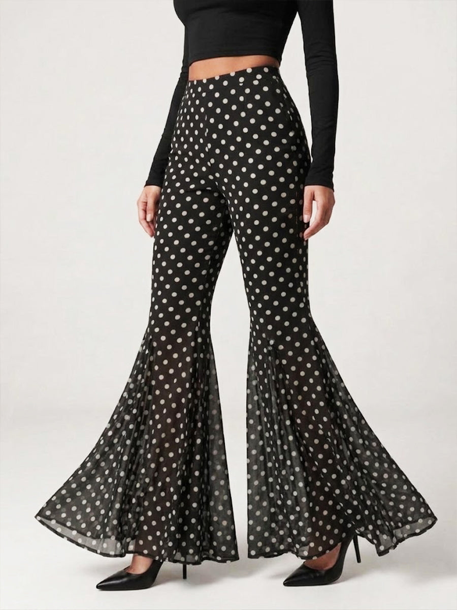 Stylish And Sexy Stretchy Polka-dot Flared Pants
