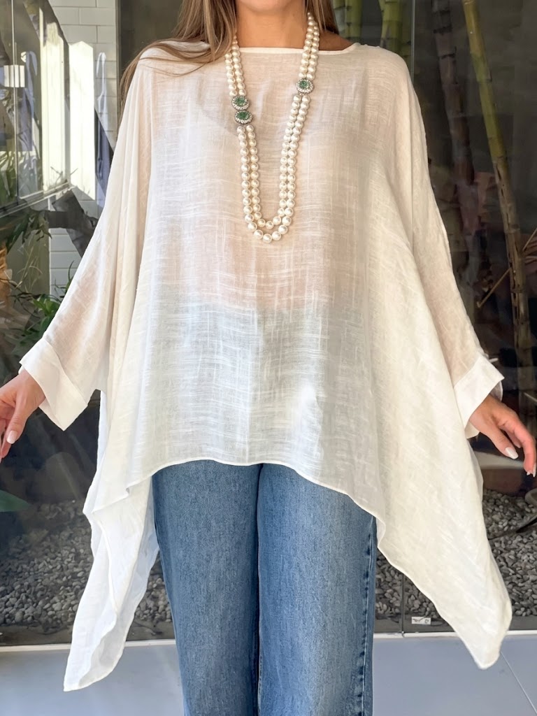 Loose, Minimalist Linen And Cotton Top