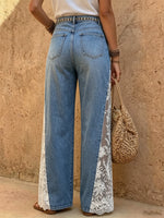 Women's Lace Side-Panel Wide-Leg Jeans
