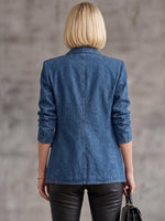 Edgy Gold-Grommet Denim Blazer