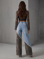 Avant-garde Retro Patchwork Leopard-print Jeans