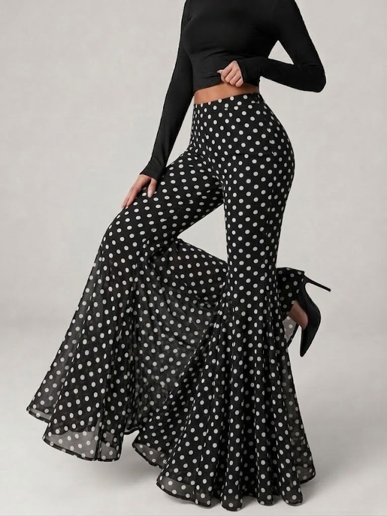 Stylish And Sexy Stretchy Polka-dot Flared Pants